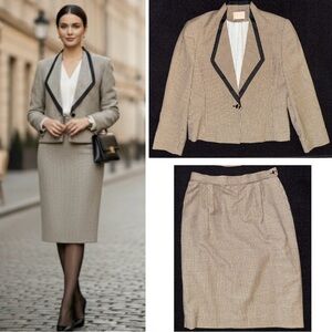 PENDLETON Women’s Vintage Houndstooth Pattern Wool Skirt Set Sz14